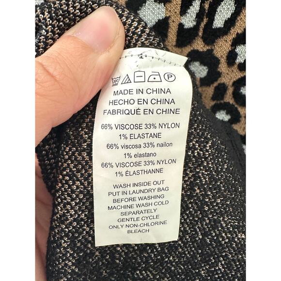 MICHAEL KORS | Leopard Animal Print Thick Knit Short Sleeve Sweater | XL - Picture 6 of 6